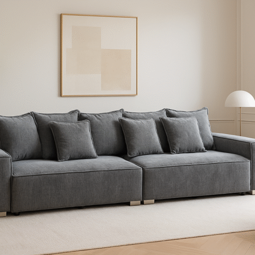 ספה דגם סנסט, צבע אפור, רגל כסופה נמוכה