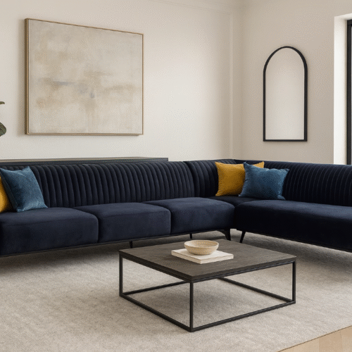 סלון דגם ורטו, עם שזלונג, צבע כחול רויאל