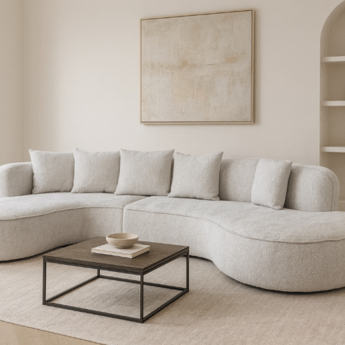 ספה דגם דאלי, פינות מעוגלות, צבע לבן-אפרפר