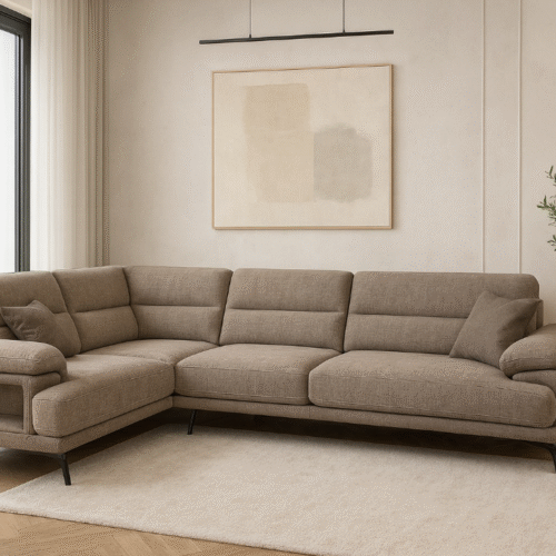 ספה מעוצבת דגם סאנרייז, בצבע חום